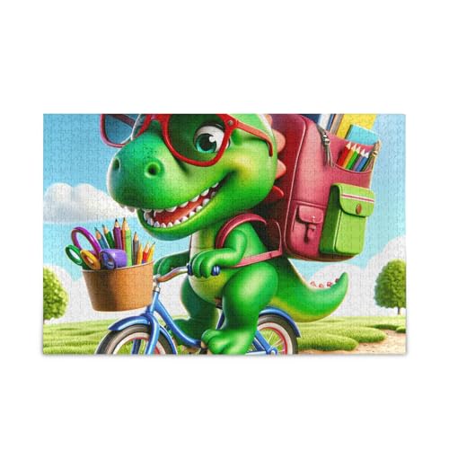 1000 Teile Puzzle mit Netz-Aufbewahrungstasche, süßer Dinosaurier, Grün von ODAWA