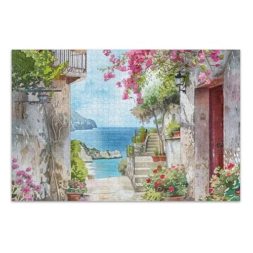 1000 Teile Retro Pathway blau pädagogisches und lustiges Lernpuzzle für Erwachsene von ODAWA