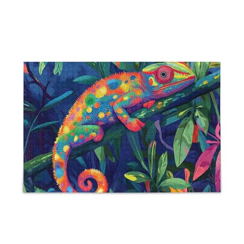 2 mm starkes buntes Chamäleon-Rätselspiel für Erwachsene, Familien, fertige Größe 75 x 50 cm von ODAWA