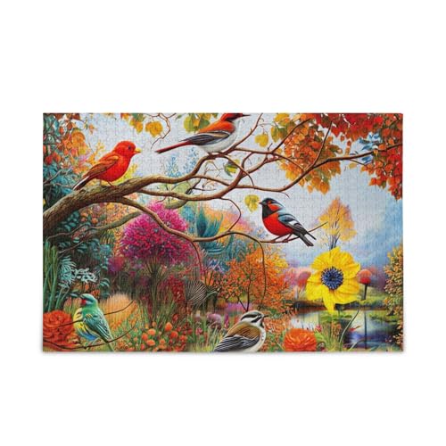 500-teiliges Puzzle, Herbstmalerei, Vögel, Baum-Puzzle, DIY-Geschenk, Puzzle mit Netz-Aufbewahrungstasche, 52,1 cm L x 37,8 cm B 500-teiliges Puzzle, Herbstmalerei, Vögel, Baum-Puzzle, DIY-Geschenk, Puzzle mit Netz-Aufbewahrungstasche, 52,1 cm L x 37,8 cm B von ODAWA