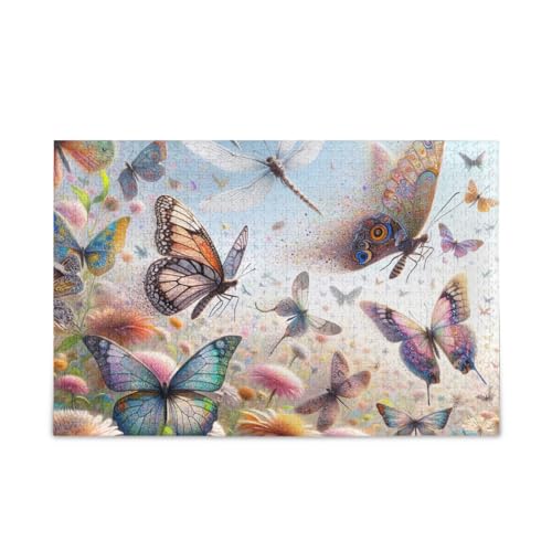 ODAWA 500-teiliges Puzzle, Schmetterlinge und Libellen, Puzzles für Erwachsene und Teenager, 52,1 cm L x 37,8 cm B von ODAWA