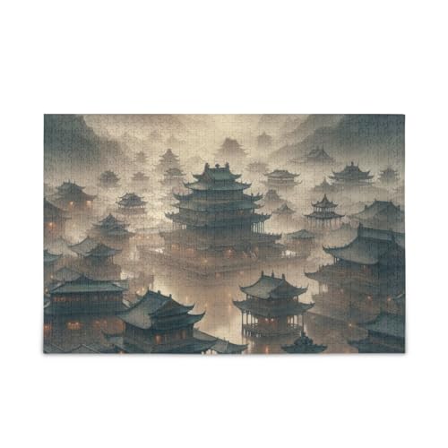 500-teiliges Puzzle, Tempel-Puzzle, Puzzle, Herausforderungspuzzle für Erwachsene, 52,1 cm L x 37,8 cm B von ODAWA