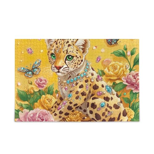 500-teiliges Puzzle, Vintage-Leoparden-Puzzle, Gelb, Herausforderung Puzzles für Erwachsene, 52,1 cm L x 37,8 cm B 500-teiliges Puzzle, Vintage-Leoparden-Puzzle, Gelb, Herausforderung Puzzles für Erwachsene, 52,1 cm L x 37,8 cm B von ODAWA