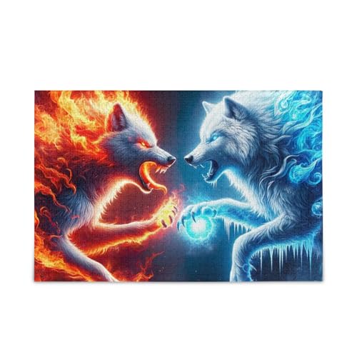 500-teiliges Puzzle, Wölfe, Feuerbekämpfung, Tier-Puzzle-Spiel, Wandkunst, lustige Puzzles für Erwachsene, 52,1 cm L x 37,8 cm B 500-teiliges Puzzle, Wölfe, Feuerbekämpfung, Tier-Puzzle-Spiel, Wandkunst, lustige Puzzles für Erwachsene, 52,1 cm L x 37,8 cm B von ODAWA
