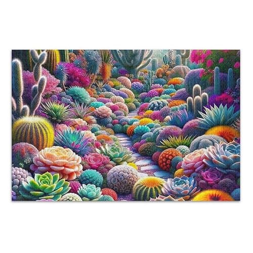 500-teiliges Puzzle, bunte Sukkulenten, Garten-Puzzle, DIY-Geschenk, Puzzle mit Netz-Aufbewahrungstasche für Erwachsene und Teenager, 52,1 cm L x 37,8 cm B von ODAWA