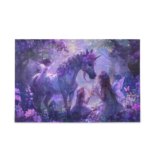 500-teiliges Puzzle, lila Einhörner, Puzzle-Spiel für Erwachsene, Familien, 52,1 cm L x 37,8 cm B 500-teiliges Puzzle, lila Einhörner, Puzzle-Spiel für Erwachsene, Familien, 52,1 cm L x 37,8 cm B von ODAWA