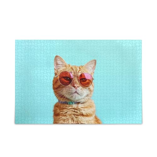 500-teiliges Puzzle, lustige blaue Katzen-Puzzles, herausforderndes Puzzle-Spiel, Spaß, Familienaktivitäten, 52,1 cm L x 37,8 cm B von ODAWA