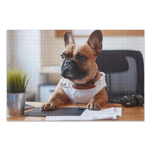 500-teiliges Puzzle, lustige französische Bulldogge, Arbeitspuzzle, Spiel, Wandkunst, 52,1 x 37,8 cm (L x B) von ODAWA