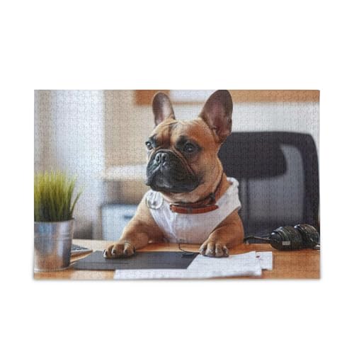 500-teiliges Puzzle, lustige französische Bulldogge, Arbeitspuzzle, herausforderndes Puzzle-Spiel für Erwachsene, Familien, 52,1 cm L x 37,8 cm B 500-teiliges Puzzle, lustige französische Bulldogge, Arbeitspuzzle, herausforderndes Puzzle-Spiel für Erwachsene, Familien, 52,1 cm L x 37,8 cm B von ODAWA
