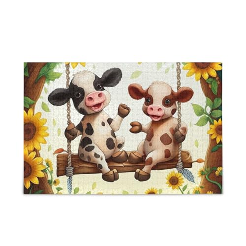 500-teiliges Puzzle, niedliche Kühe schwingende Sonnenblumen, Puzzle-Spiel für Zuhause, Wandkunst, Herausforderung Puzzles für Erwachsene, 52,1 cm L x 37,8 cm B 500-teiliges Puzzle, niedliche Kühe schwingende Sonnenblumen, Puzzle-Spiel für Zuhause, Wandkunst, Herausforderung Puzzles für Erwachsene, 52,1 cm L x 37,8 cm B von ODAWA