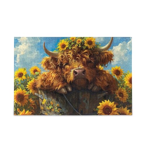 500-teiliges Puzzle, niedliches Hochlandkuh, Blumen-Puzzle, DIY-Geschenk, Puzzle mit Netz-Aufbewahrungstasche, lustige Familienaktivität, 52,1 cm L x 37,8 cm B 500-teiliges Puzzle, niedliches Hochlandkuh, Blumen-Puzzle, DIY-Geschenk, Puzzle mit Netz-Aufbewahrungstasche, lustige Familienaktivität, 52,1 cm L x 37,8 cm B von ODAWA