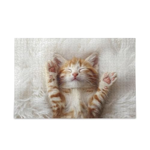 500-teiliges Puzzle, niedliches Katzenkätzchen-Druck-Puzzle, herausforderndes Puzzle-Spiel, Spaß, Familienaktivitäten, 52,1 cm L x 37,8 cm B von ODAWA