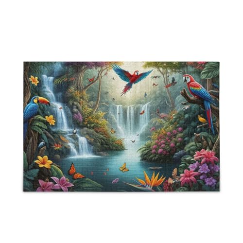 500-teiliges Puzzle, tropische bunte Vögel, stabile 2 mm Puzzleteile, lustige Familienaktivitäten, 52,1 x 37,8 cm (L x B) von ODAWA