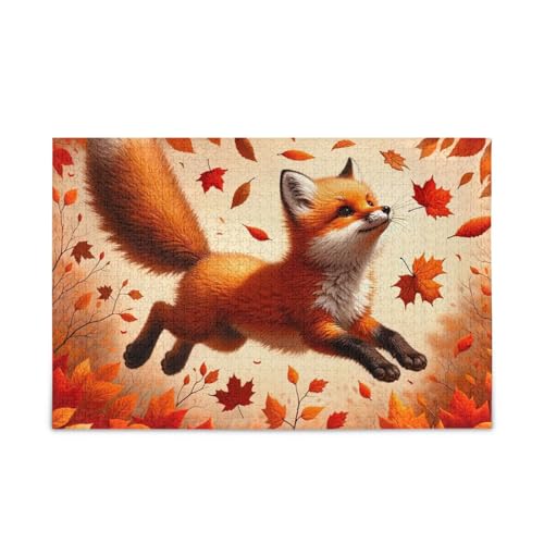Autumn Fox Puzzle Orange Fertige Größe 74,9 x 50 cm von ODAWA
