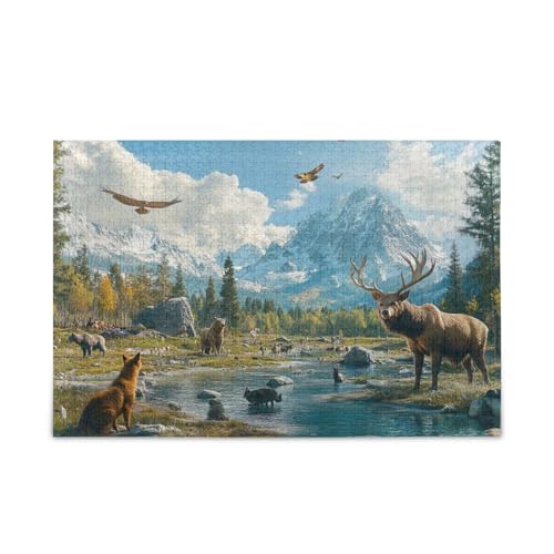Awildlife Szene, blaues Puzzle-Spiel, Heimwandkunst, Spaß, Familienaktivität, fertige Größe 74,9 x 50 cm Awildlife Szene, blaues Puzzle-Spiel, Heimwandkunst, Spaß, Familienaktivität, fertige Größe 74,9 x 50 cm von ODAWA