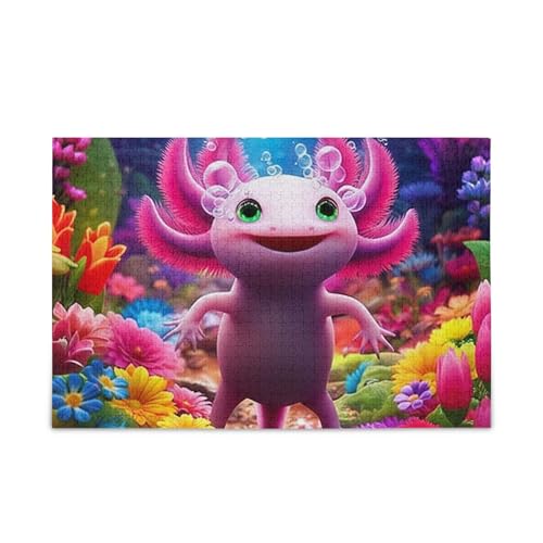 Axolotl-Puzzle, 500-teiliges Puzzle, mit Augen bedeckte Blasen, stabile 2 mm Puzzleteile, Herausforderung Puzzles für Erwachsene, 52,1 cm L x 37,8 cm B von ODAWA