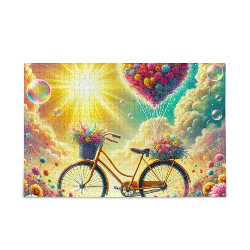 Blume Fahrrad Herz Gelb Puzzle Puzzle Puzzle Lustiges Puzzle für Erwachsene, Fertige Größe 74.9 cm x 50.0 cm Blume Fahrrad Herz Gelb Puzzle Puzzle Puzzle Lustiges Puzzle für Erwachsene, Fertige Größe 74.9 cm x 50.0 cm von ODAWA