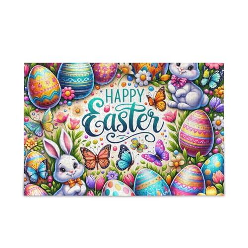 Bunte Vintage-Oster-Puzzle, stabile 2 mm Puzzleteile, fertige Größe: 74,9 x 50 cm von ODAWA