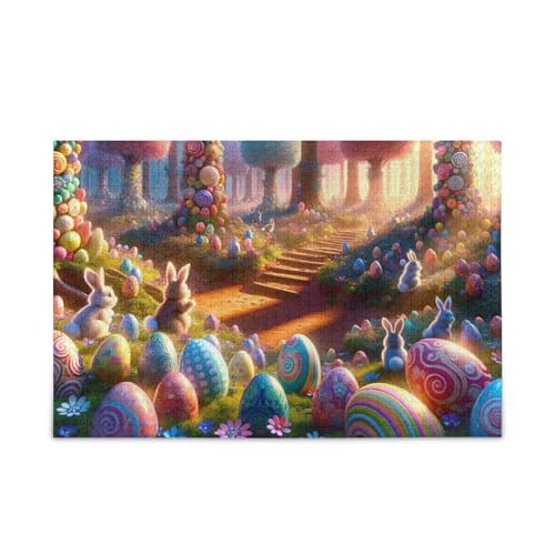 Buntes Ostereier-Puzzle, stabile 2 mm Puzzleteile, Herausforderung Puzzle für Erwachsene, fertige Größe 74,9 x 50 cm von ODAWA