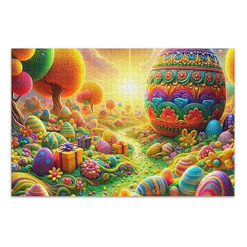 Buntes Ostereier-Puzzle-Spiel, Wandkunst, lustiges Puzzle für Erwachsene, fertige Größe 74,9 x 50 cm von ODAWA