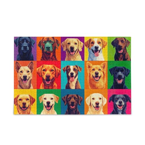 Buntes Puzzle-Spiel mit Hundegesichtern, herausforderndes Puzzle-Spiel für Erwachsene, Familien, fertige Größe 74,9 x 50 cm Buntes Puzzle-Spiel mit Hundegesichtern, herausforderndes Puzzle-Spiel für Erwachsene, Familien, fertige Größe 74,9 x 50 cm von ODAWA