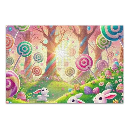 Candyland Bunnies Puzzle-Spiel Herausforderung Puzzle für Erwachsene, fertige Größe 74,9 x 50 cm von ODAWA