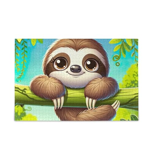 Cartoon Cute Sloth Puzzles 500 Piece Jigsaw Puzzle, Funny Challenging Puzzles Game for Adults von ODAWA