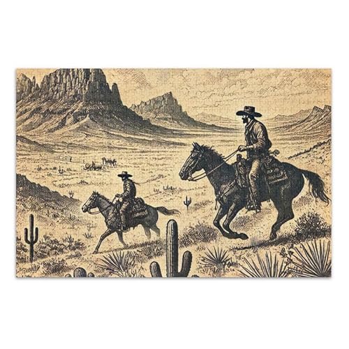 Cowboys Wüsten-Puzzle, pädagogisches und lernendes Puzzle für Erwachsene und Jugendliche, fertige Größe 74,9 x 50 cm von ODAWA