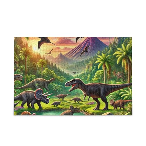 Dinosaurier, Sonnenuntergang, Orange, Puzzle-Spiel, Spaß, Familienaktivität, fertige Größe 74,9 x 50 cm Dinosaurier, Sonnenuntergang, Orange, Puzzle-Spiel, Spaß, Familienaktivität, fertige Größe 74,9 x 50 cm von ODAWA