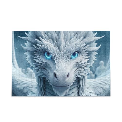 Drachen-Puzzle, weiß, lustige Familienaktivität, fertige Größe 74,9 x 50 cm von ODAWA