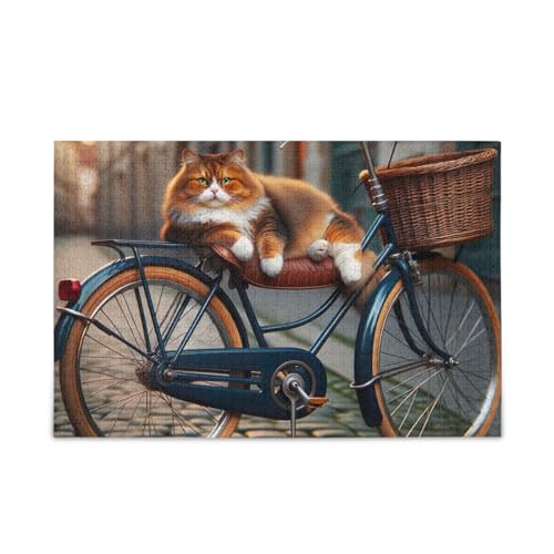 Fat Cat Riding Puzzles Jigsaw Puzzles for Adults, Families, Finished Size 74.9 cm x 50.0 cm von ODAWA