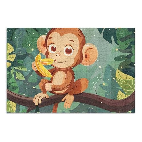 Funny Monkey Bananas 500 Teile Puzzle DIY Geschenk Puzzle mit Netz-Aufbewahrungstasche Kinder von ODAWA