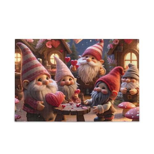 Gnome Gathering Pink Puzzles Herausforderndes Puzzlespiel für Erwachsene Familien Fertige Größe 74.9 cmx 50.0 cm von ODAWA