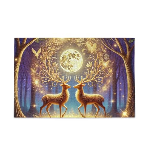 Goldene Hirsch-Puzzles, lustige Familienaktivität, fertige Größe 74,9 x 50 cm Goldene Hirsch-Puzzles, lustige Familienaktivität, fertige Größe 74,9 x 50 cm von ODAWA