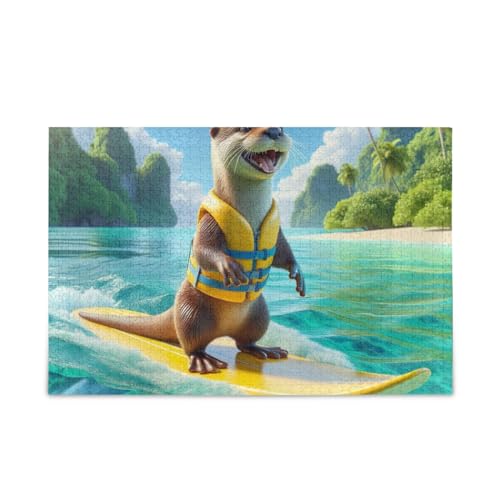 ODAWA Happy Otter Surf-Puzzle, herausforderndes Puzzle-Spiel, Herausforderung Puzzle für Erwachsene, fertige Größe 74,9 x 50 cm, 1000pieces von ODAWA