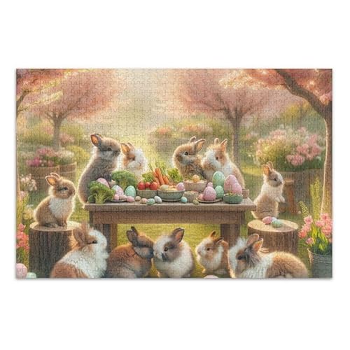 Hasen-Puzzle-Spiel für Ostern, Party, Puzzle-Spiel, Wandkunst, Spaß, Familienaktivität, fertige Größe 74,9 x 50 cm von ODAWA