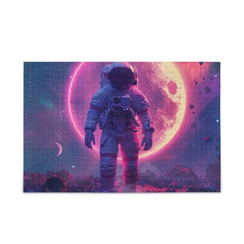 Kosmischer Astronaut, Puzzle-Spiel, Heim-Wandkunst, lustig, fertige Größe 74,9 x 50 cm, Violett von ODAWA