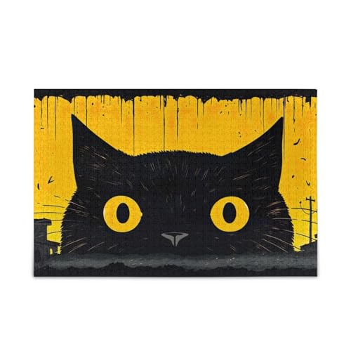 Lustige Katze gelb Puzzle DIY Geschenk Jigsaw Puzzle mit Mesh Aufbewahrungstasche, fertige Größe 74,9 cm x 50 cm Lustige Katze gelb Puzzle DIY Geschenk Jigsaw Puzzle mit Mesh Aufbewahrungstasche, fertige Größe 74,9 cm x 50 cm von ODAWA