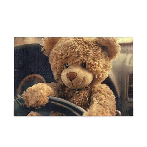 Lustiger Bär Fahren Puzzle Puzzle für Erwachsene Familien Fertige Größe 74.9 cm x 50.0 cm von ODAWA