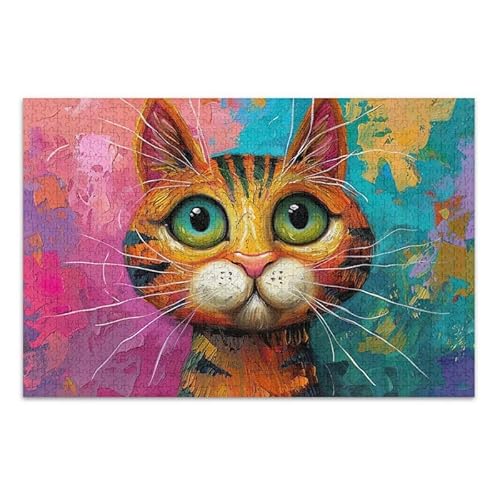 Lustiges Katzen-Puzzle, bunt, 500 Teile, Puzzle zum Selbermachen, mit Netz-Aufbewahrungstasche, lustiges Puzzle für Erwachsene Lustiges Katzen-Puzzle, bunt, 500 Teile, Puzzle zum Selbermachen, mit Netz-Aufbewahrungstasche, lustiges Puzzle für Erwachsene von ODAWA