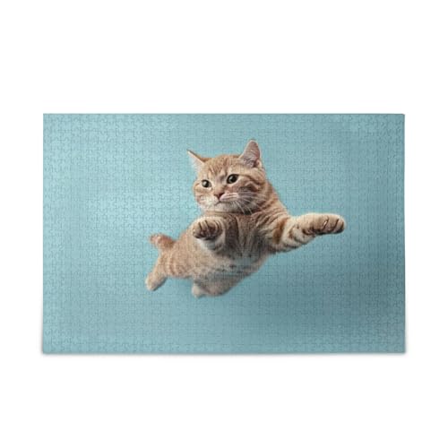Lustiges Katzen-Puzzle, lustiges herausforderndes Puzzle-Spiel für Erwachsene, fertige Größe 74,9 x 50 cm von ODAWA