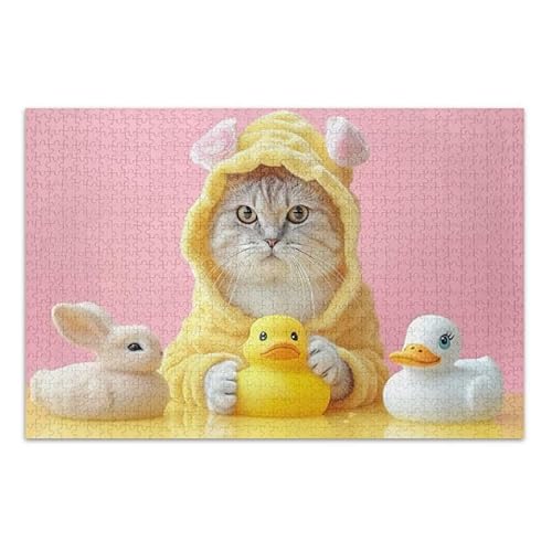 Lustiges Katzenenten-Puzzle-Spiel, Wandkunstwerk für Erwachsene, Teenager, fertige Größe 74,9 x 50 cm von ODAWA