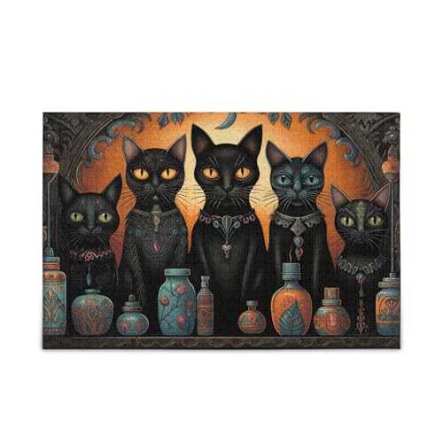 Mystic Cat Puzzleteile, stabile 2 mm Puzzleteile, fertige Größe 74,9 x 50 cm, Orange von ODAWA