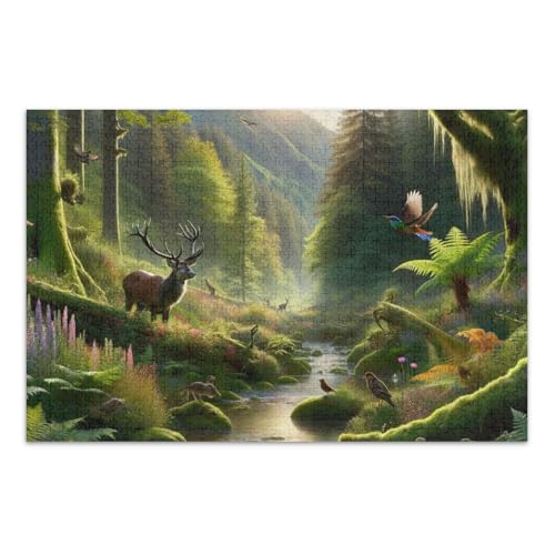 Nature Deer Jigsaw Puzzles 500 Teile Puzzle Herausforderndes Puzzlespiel Lustiges Puzzle für Erwachsene von ODAWA