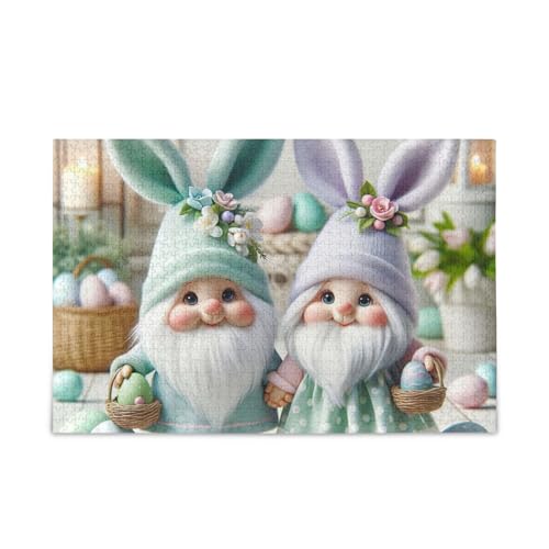 Niedliche Oster-Zwerge, Puzzle-Spiel für Erwachsene, Familien, fertige Größe 74,9 x 50 cm von ODAWA