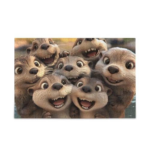 Niedliche Otter, braunes Puzzle-Spiel, Wandkunst, Spaß, Familienaktivität, fertige Größe 74,9 x 50 cm Niedliche Otter, braunes Puzzle-Spiel, Wandkunst, Spaß, Familienaktivität, fertige Größe 74,9 x 50 cm von ODAWA