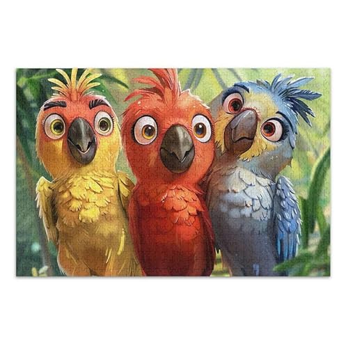 Niedliches Cartoon-Papageien-Mal-Puzzle, DIY-Geschenk, Puzzle mit Netz-Aufbewahrungstasche, fertige Größe 74,9 x 50 cm Niedliches Cartoon-Papageien-Mal-Puzzle, DIY-Geschenk, Puzzle mit Netz-Aufbewahrungstasche, fertige Größe 74,9 x 50 cm von ODAWA
