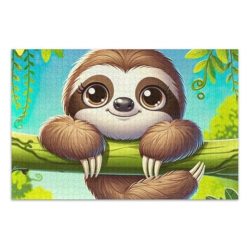 Niedliches Faultier-Puzzle, herausforderndes Puzzle-Spiel für Erwachsene und Jugendliche, fertige Größe 74,9 x 50 cm von ODAWA