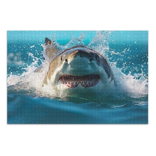 Niedliches Hai-Ozean-Meer-Puzzle, pädagogisches und Lernpuzzle, fertige Größe 74,9 x 50 cm von ODAWA
