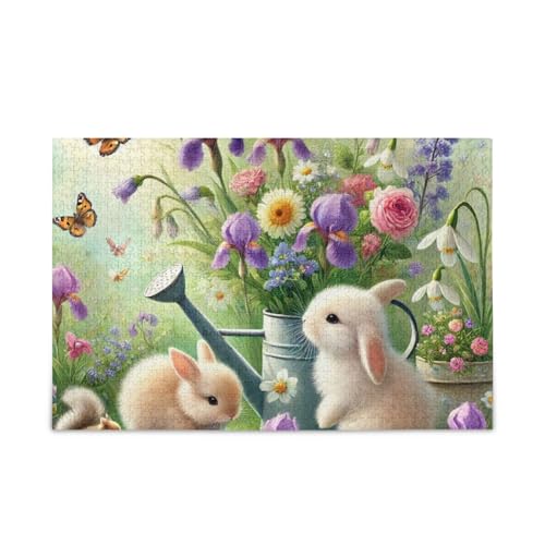 Niedliches Kaninchen-Blumen-Puzzle, stabile 2 mm Puzzleteile, Herausforderung Puzzle für Erwachsene, fertige Größe 74,9 x 50 cm Niedliches Kaninchen-Blumen-Puzzle, stabile 2 mm Puzzleteile, Herausforderung Puzzle für Erwachsene, fertige Größe 74,9 x 50 cm von ODAWA